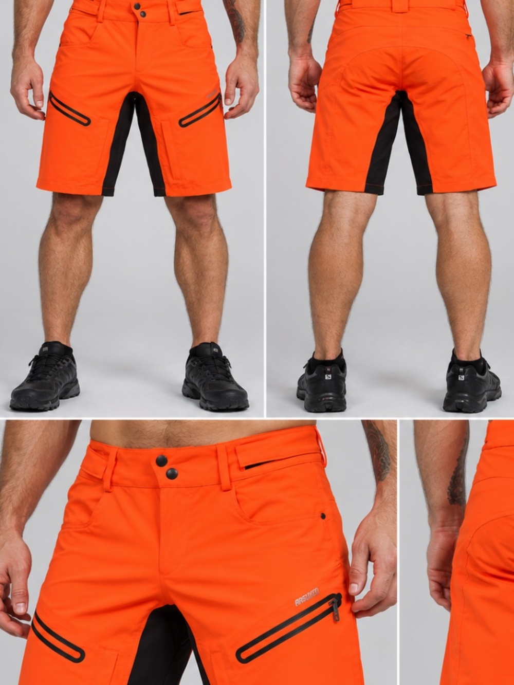 ARSUXEO Men’s Cycling MTB Shorts Neon Orange Black Size Small